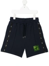 Msgm Teen Logo-trimmed Jersey Shorts In Blue