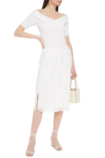 Emilio Pucci Frayed Gauze Midi Skirt In White