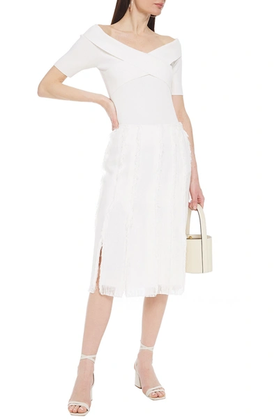 Pucci Frayed Gauze Midi Skirt In White