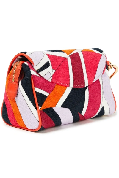 Emilio Pucci Leather-trimmed Printed Cotton-blend Terry Cosmetics Case In Bright Orange