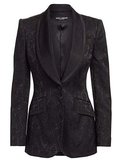 Dolce & Gabbana Women's Jacquard Shawl Collar Blazer In Black