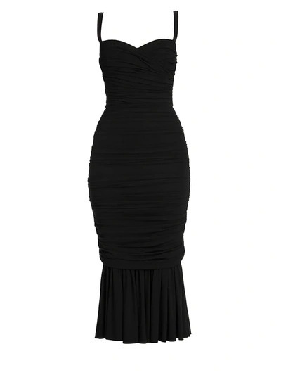 Dolce & Gabbana Women's Sleeveless Ruched Midi Dress In Black