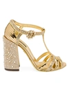 Dolce & Gabbana Women's Embellished Peep-toe T-strap Sandals In Gold