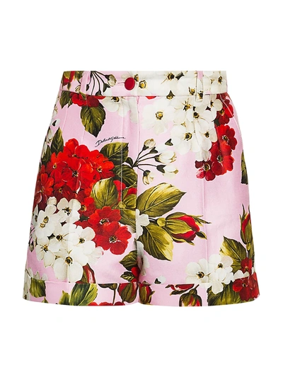 Dolce & Gabbana Women's Floral Shorts In Light Pink Red