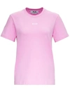 Msgm Basic Jersey T-shirt With Logo Print In Pink