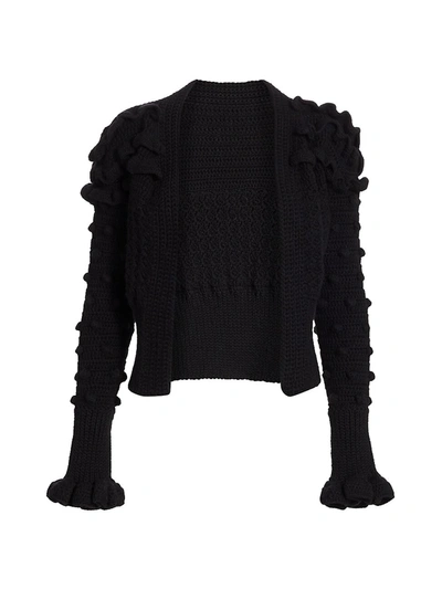Frederick Anderson Crochet Cardigan In Black