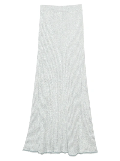 Theory Mouline Ribbed-knit Midi Skirt In Blue