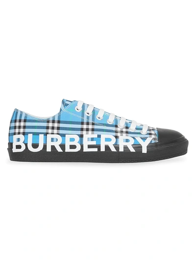 Burberry Larkhall Check Canvas Sneakers In Blue Azure