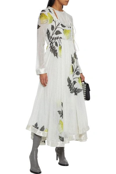 Etro Jacquard-trimmed Printed Cotton And Silk-blend Wrap Dress In White