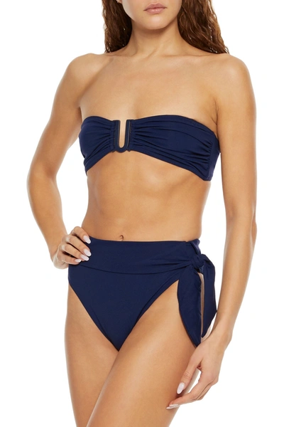 Zimmermann Separates Sculpt Printed Bandeau Bikini Top In Navy