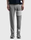Thom Browne Three-stripe Drawstring Joggers In Grey