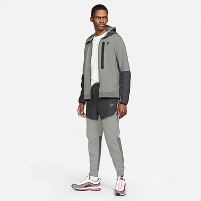 Nike Sportswear Tech Fleece Woven Mix Jogger Pants In Dark Grey