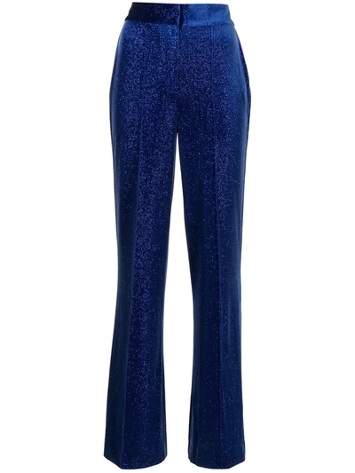 Alice Mccall Velvet-sparkle Flared Trousers In Blue