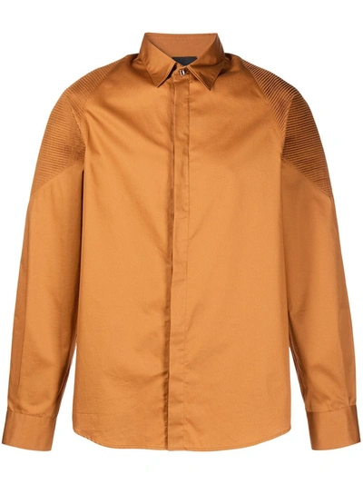 Just Cavalli Rib-detail Button Down Shirt In Orange