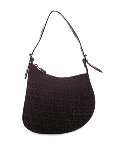 Pre-owned Fendi Zucchino Oyster Handbag In Brown
