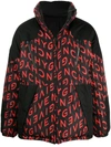 Givenchy Reversible Black & Red Refracted Puffer Coat In Black