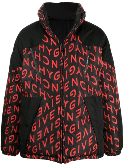 Givenchy Reversible Black & Red Refracted Puffer Coat