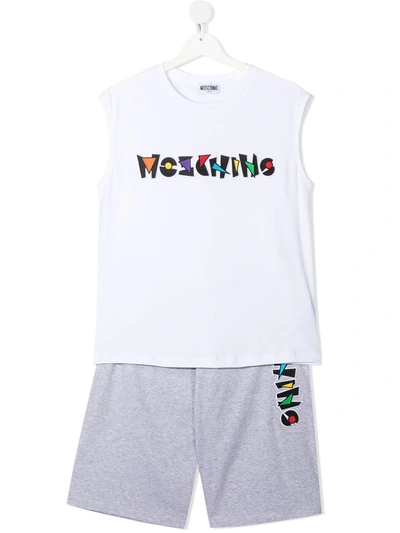 Moschino Kids' Embroidered-logo Tracksuit In White