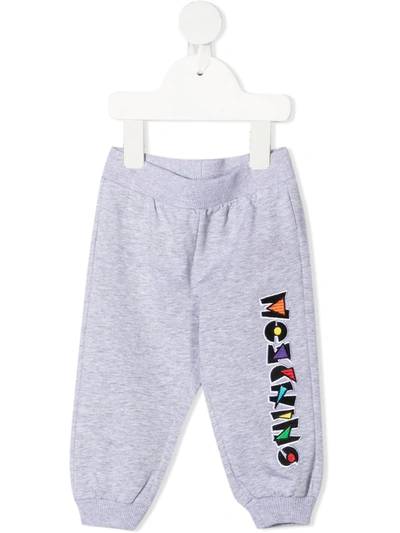 Moschino Babies' Logo-print Cotton Track Trousers In Grey
