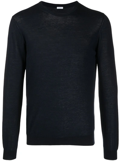 Malo Ribbed-knit Edge Cotton Jumper In Dark Blue