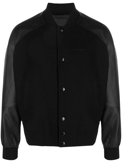 Givenchy Wool And Leather Bomber Jacket In Black