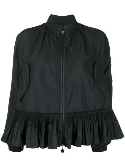 Moncler Mirac Ruffled Shell Down Peplum Jacket In Black