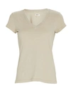 L Agence Becca V-neck Short-sleeve Tee In Beige