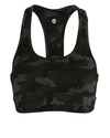 All Access Front Row Stretch Sports Bra In Olive Camo