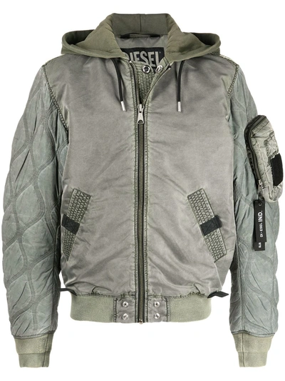 Diesel Garment-dyed Bomber Jacket In Green | ModeSens