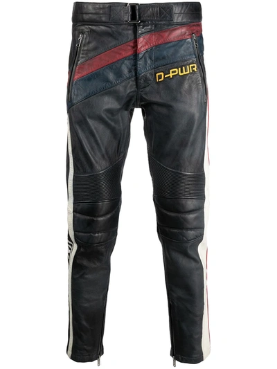 Diesel Motocross Leather Trousers In Black