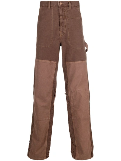 Diesel D-franky Patchwork Straight-leg Jeans In Brown