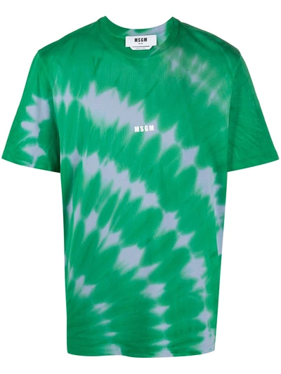 Msgm Tie Dye Cotton Jersey T-shirt In Green