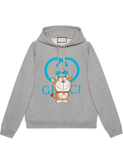 Gucci X Doraemon Logo-print Hoodie In Grau