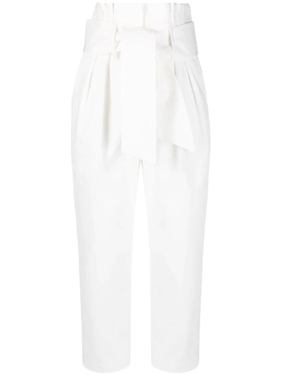Iro Paperbag Waist Cropped Trousers In White