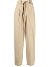 Kenzo Tied-waist Cropped Trousers In Neutrals