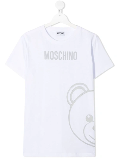 Moschino Kids' Teddy Bear 印花t恤 In White