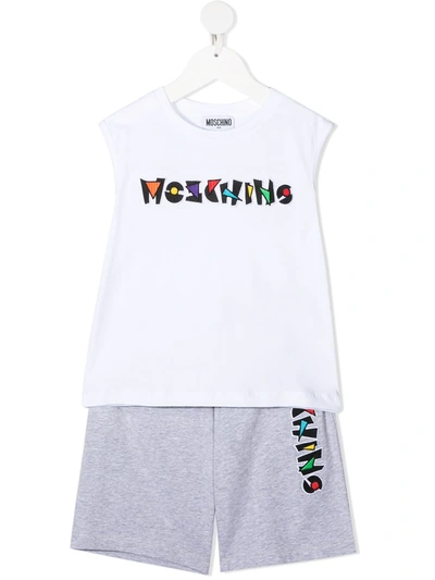Moschino Kids' Embroidered-logo Tracksuit In White