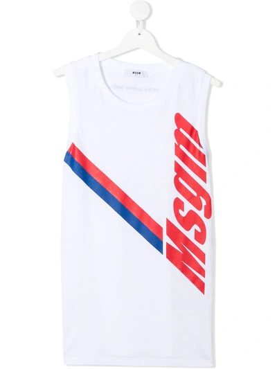 Msgm Teen Logo-print Waistcoat In White