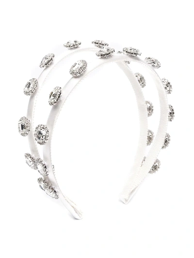 Monnalisa Kids' Gemstone-embellished Hairband In White