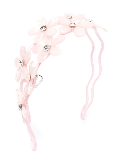 Monnalisa Kids' Flower Appliqué Hairband In Pink