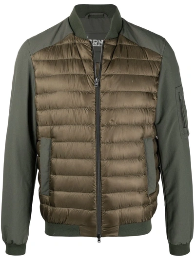 Herno Padded Bomber Jacket In Green