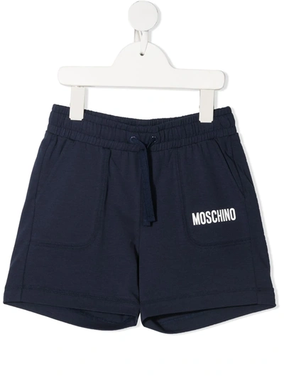 Moschino Kids' Logo Print Shorts In Blue