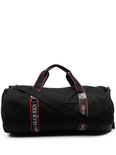 Alexander Mcqueen Metropolitan Selvedge Logo Canvas Duffel Bag In Black
