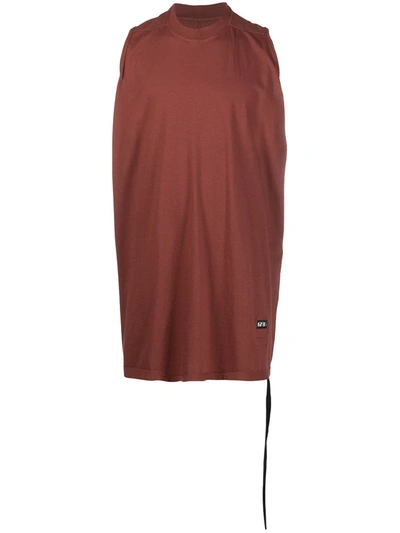 Rick Owens Drkshdw Long Cotton Tank Top In Red