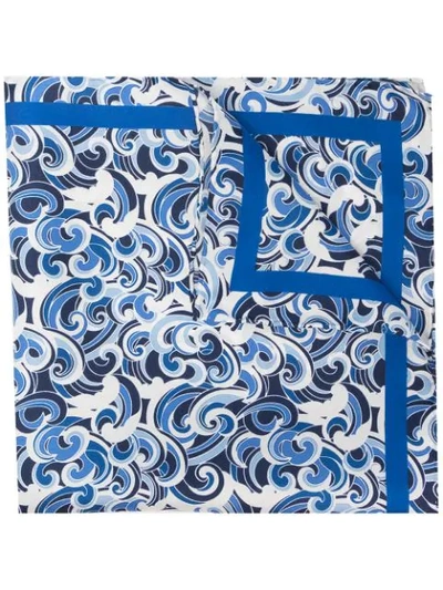 Kiton Abstract-print Silk Handkerchief In Blue