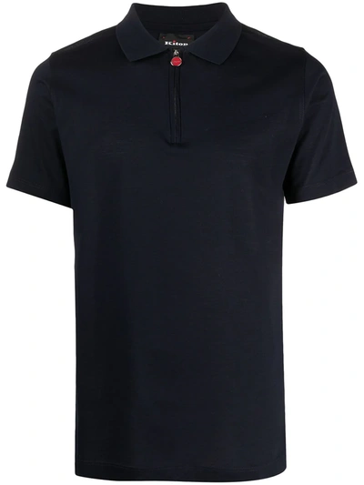 Kiton Half-zip Polo Shirt In Blue