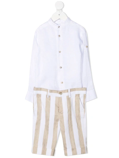 Colorichiari Kids' Striped Trouser Set In White