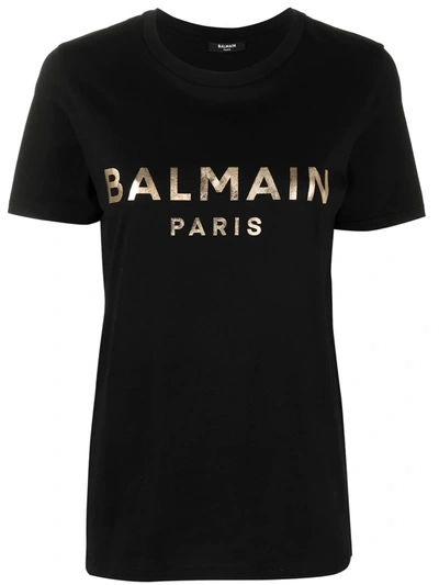 Balmain Bead Embroidered Logo T-shirt - 黑色 In Black
