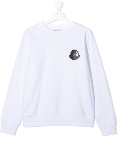 Moncler Teen Logo Patch Sweatshirt In White