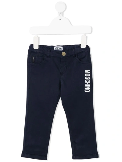 Moschino Babies' Logo-printed Jeans In 蓝色